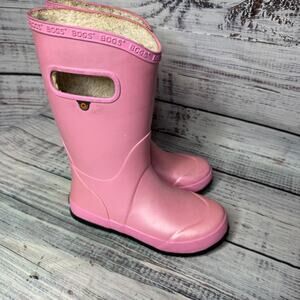 Bogs Metallic Bubble Gum Pink Lined Water Boots Wellies Youth 2